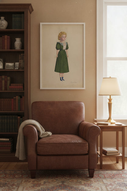 Doll - "Lily May" — framed art in a styled interior