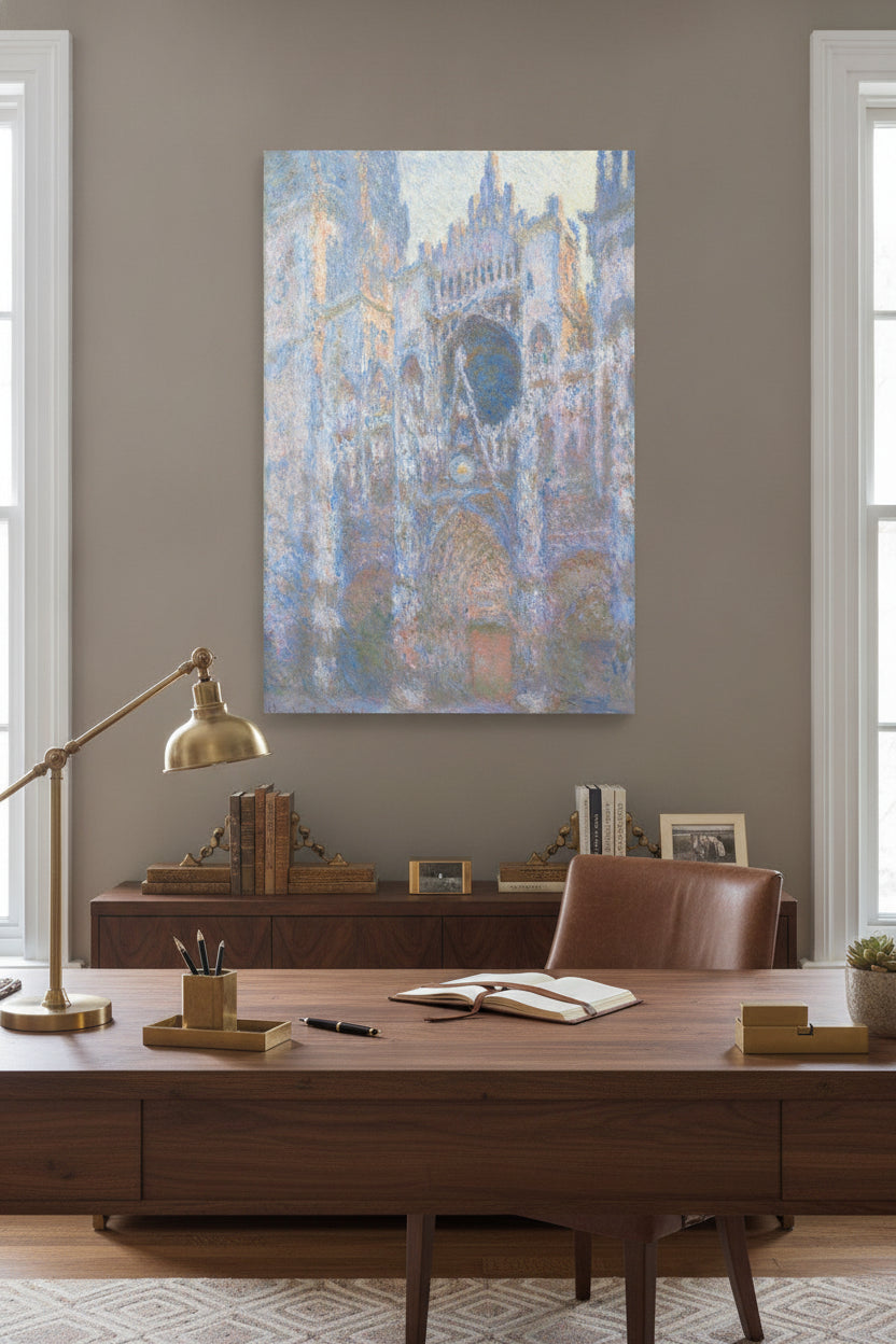Rouen Cathedral, West Façade — framed art in a styled interior