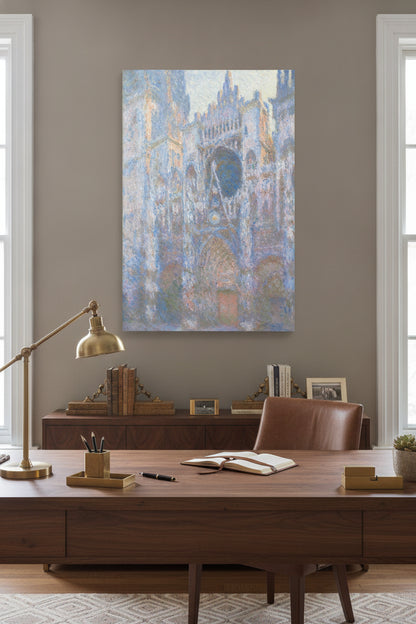 Rouen Cathedral, West Façade — framed art in a styled interior