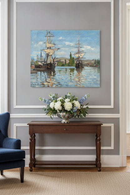 Ships Riding on the Seine at Rouen — framed art in a styled interior