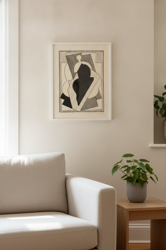 Still Life (Composition A) — framed art in a styled interior