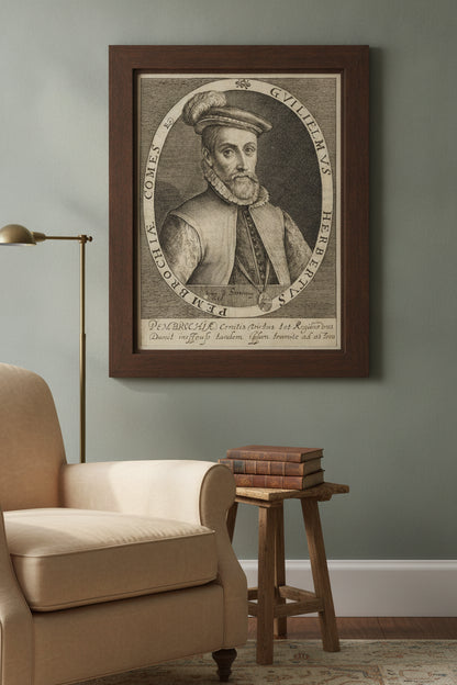 William Herbert, First Earl of Pembroke — framed art in a styled interior