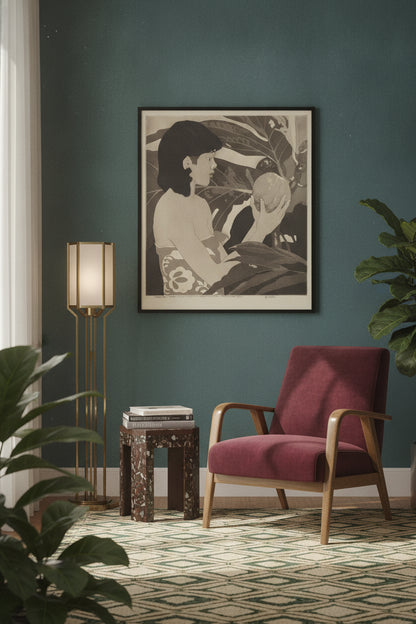 Bread Fruit, Hawaii — framed art in a styled interior