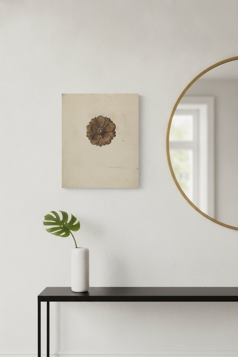 Ornamental Iron Rosette — framed art in a styled interior