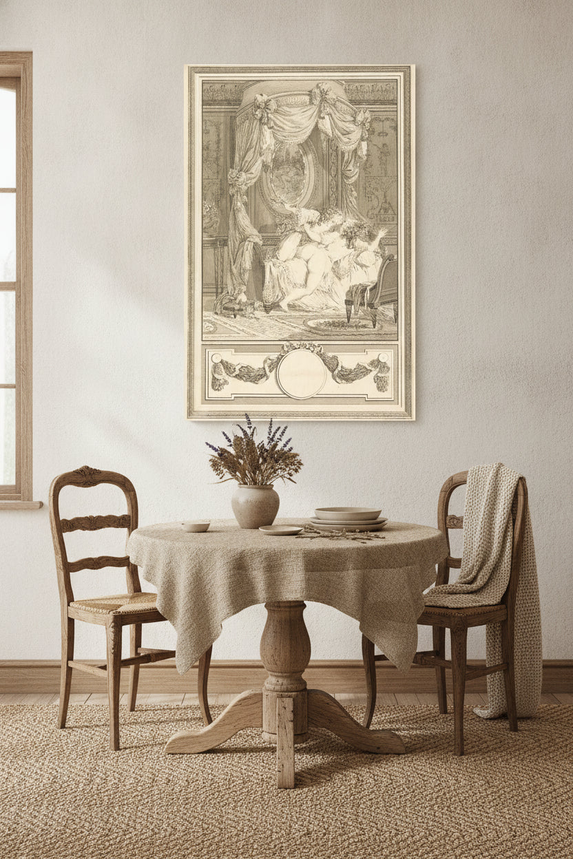 La raclee avec des roses (The Thrashing with Roses) — framed art in a styled interior