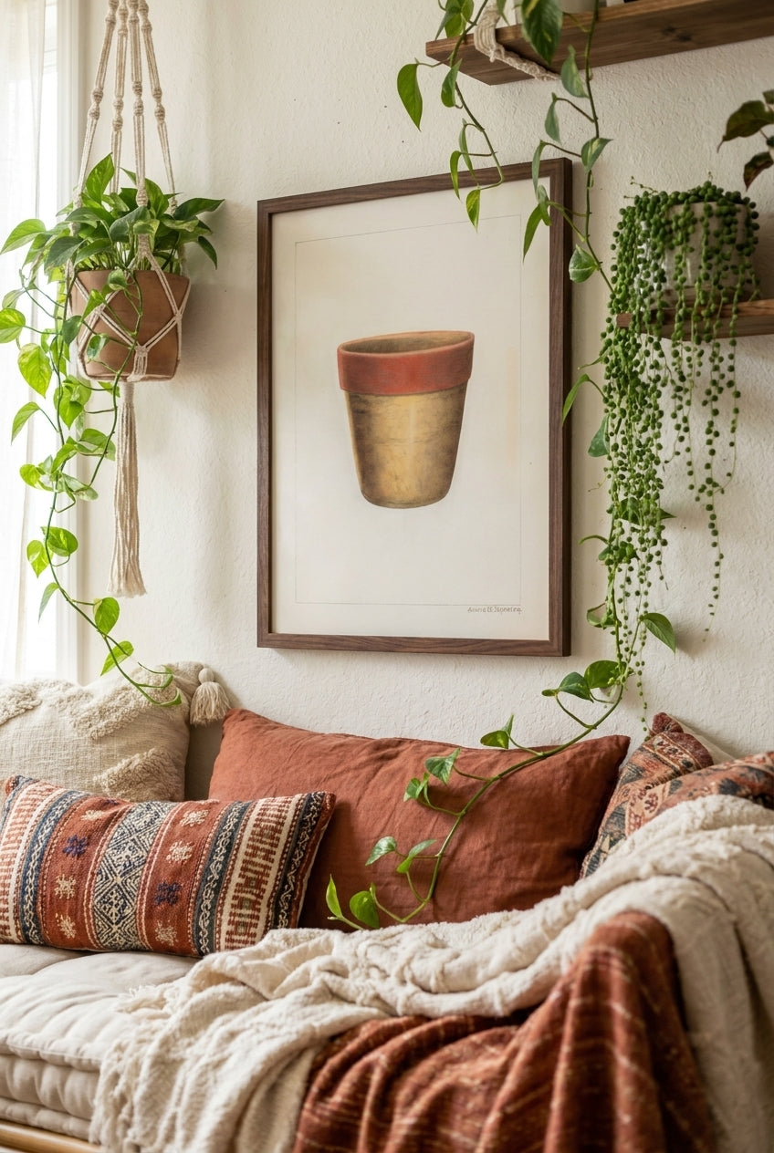 Pottery Flower Pot — framed art in a styled interior