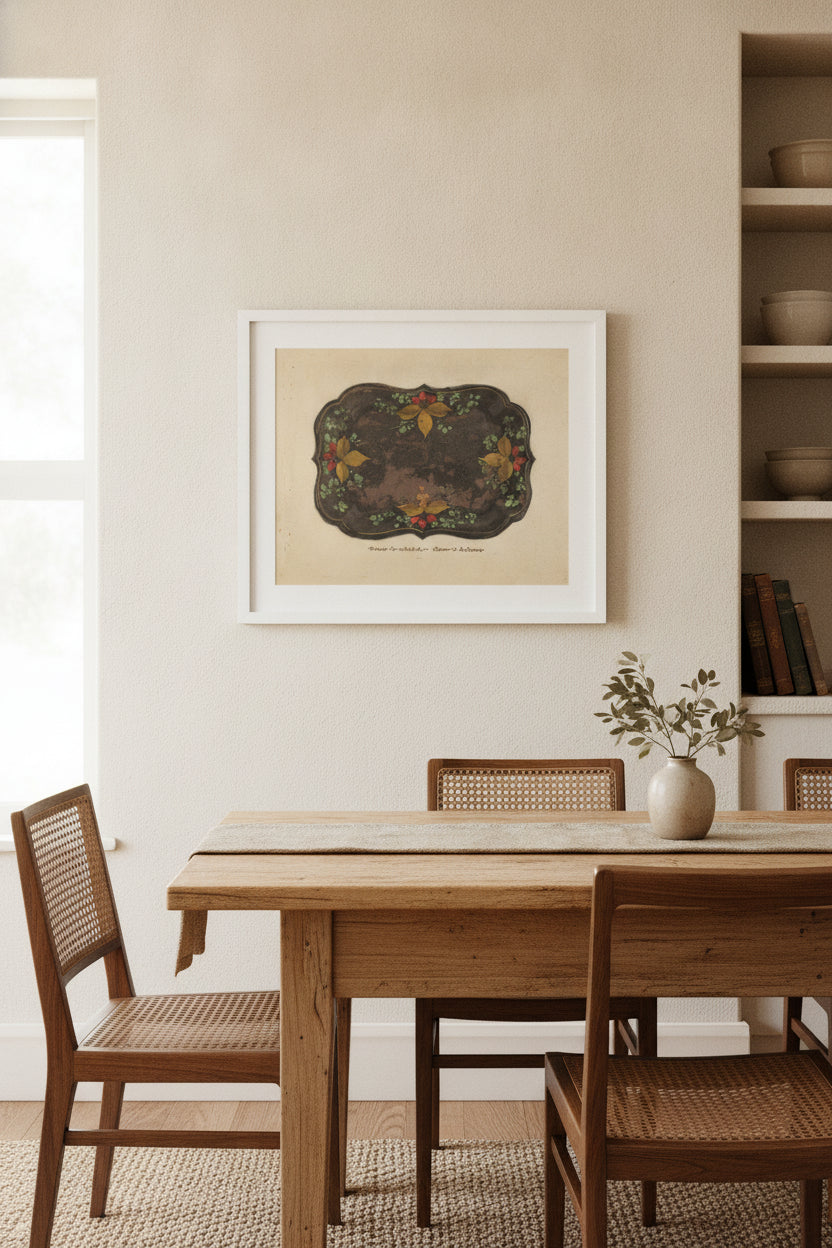 Fruit Tray — framed art in a styled interior