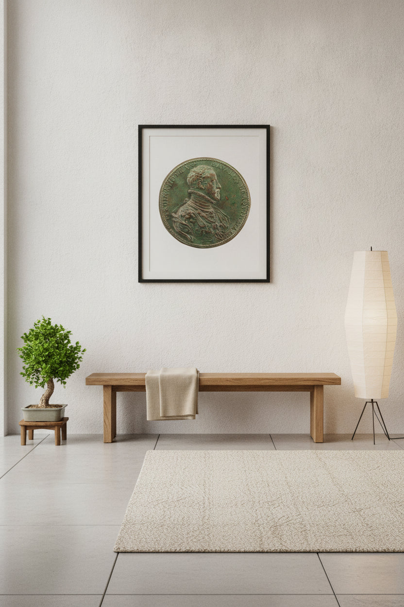Fernando Francesco II d'Avalos, c. 1530-1571, Marquess of Pescara [obverse] — framed art in a styled interior