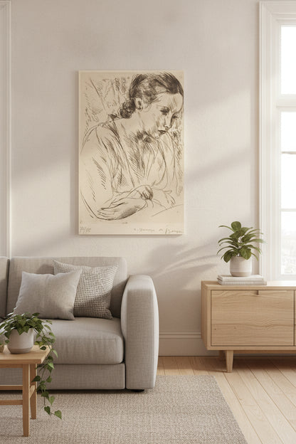 Fernande with Arms Crossed, Large Plate (Fernande les mains croisees (grande planche) — framed art in a styled interior