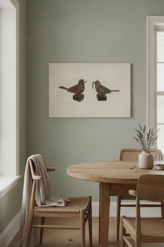 Toy Birds — framed art in a styled interior