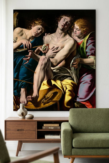 Saint Sebastian — framed art in a styled interior