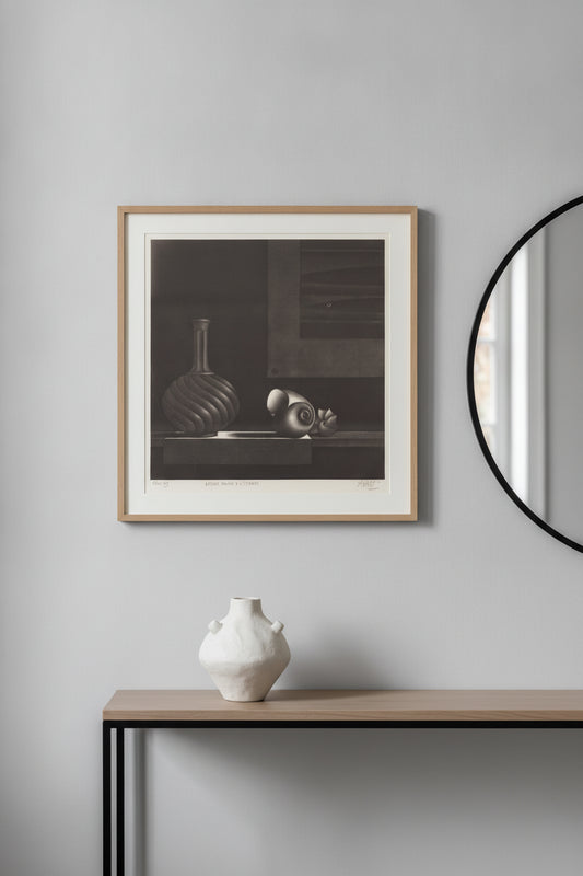 Nature morte à l'estampe (Still Life with Print) — framed art in a styled interior