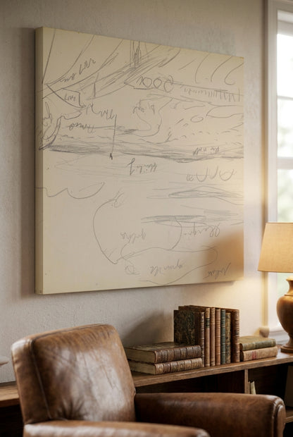 Meereslandschaft, Farbangaben (Seascape with Notations) [p. 116] — framed art in a styled interior
