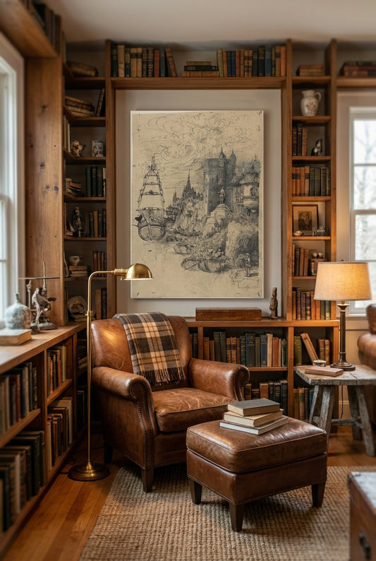 Seascape — framed art in a styled interior