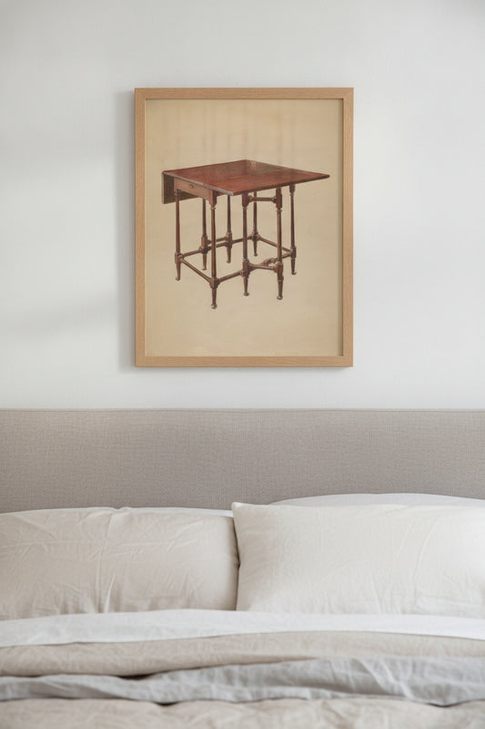 Table (Drop-leaf) — framed art in a styled interior