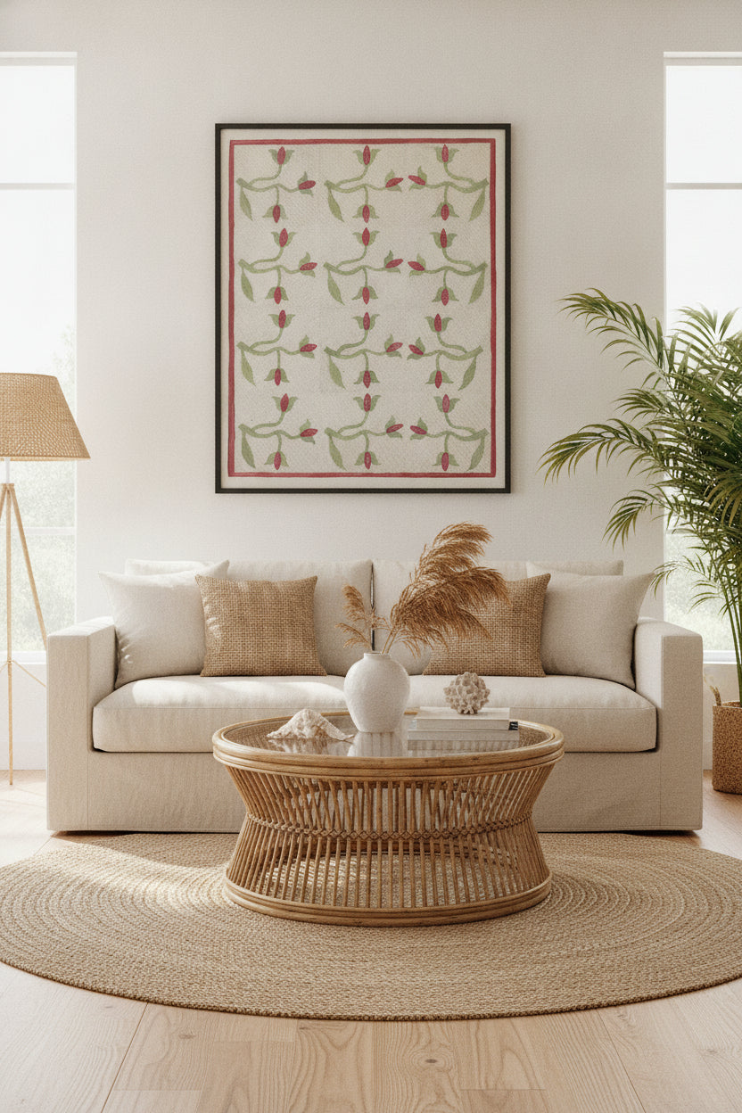 Tulip Pattern Quilt — framed art in a styled interior