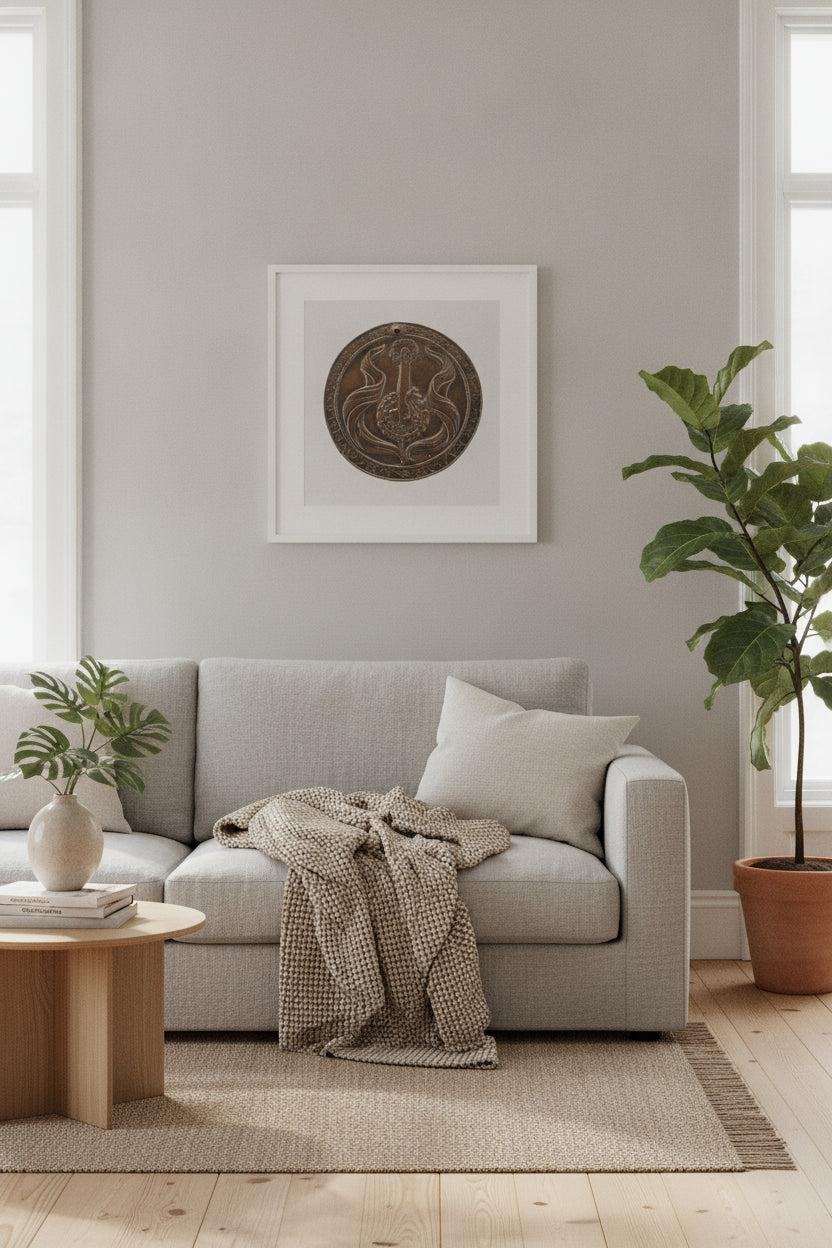 Flower and Door Knocker [reverse] — framed art in a styled interior