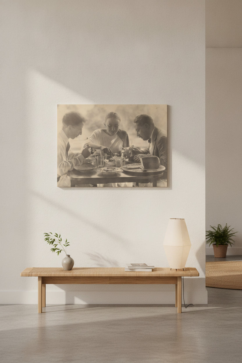 Charles Duncan, Georgia O'Keeffe, and Paul Rosenfeld — framed art in a styled interior