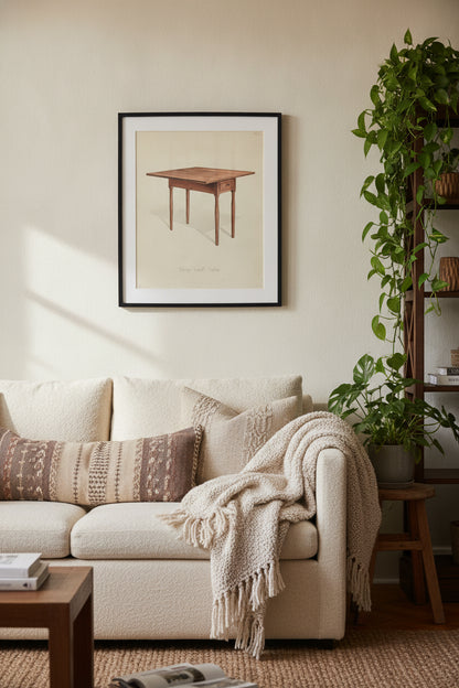 Shaker Drop-leaf Table — framed art in a styled interior