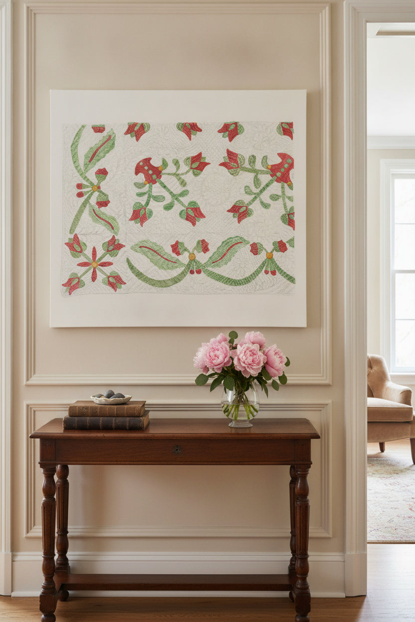 Quilt - Tulip Design — framed art in a styled interior