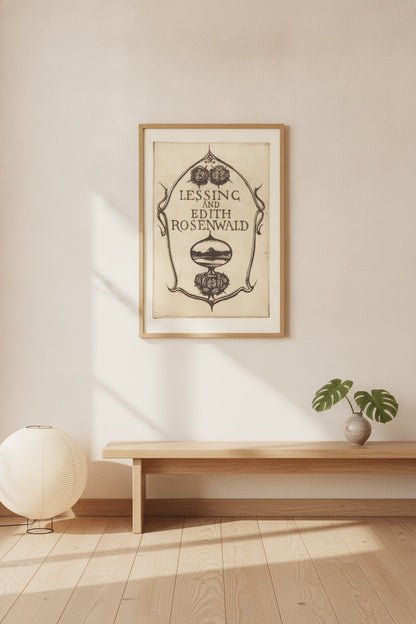 Bookplate of Lessing and Edith Rosenwald — framed art in a styled interior