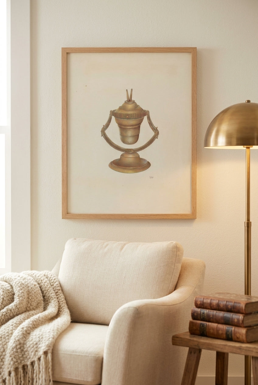 Mariner's Lamp — framed art in a styled interior