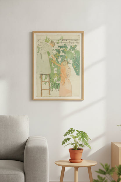 Gathering Fruit — framed art in a styled interior