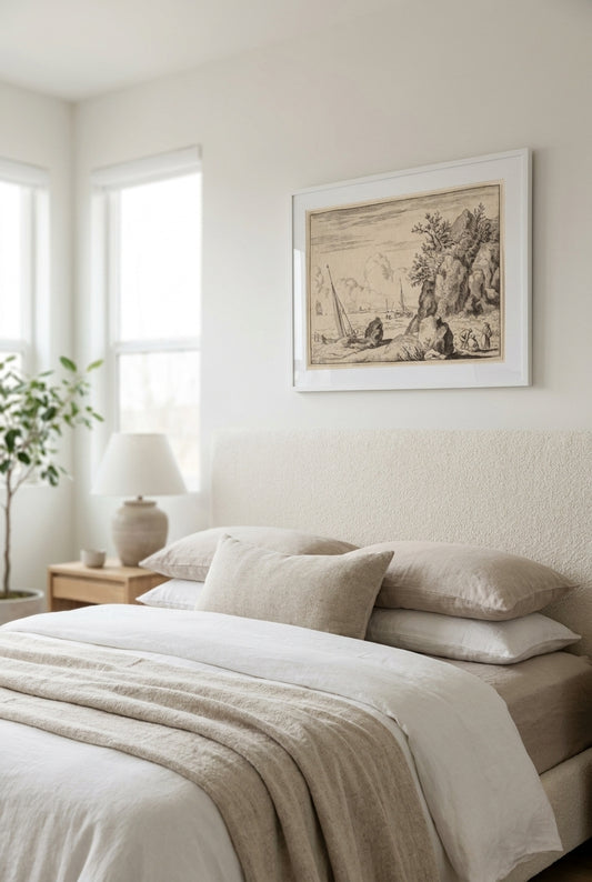 Seascape with Three Figures to the Right — framed art in a styled interior