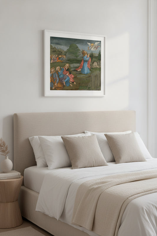 The Agony in the Garden — framed art in a styled interior