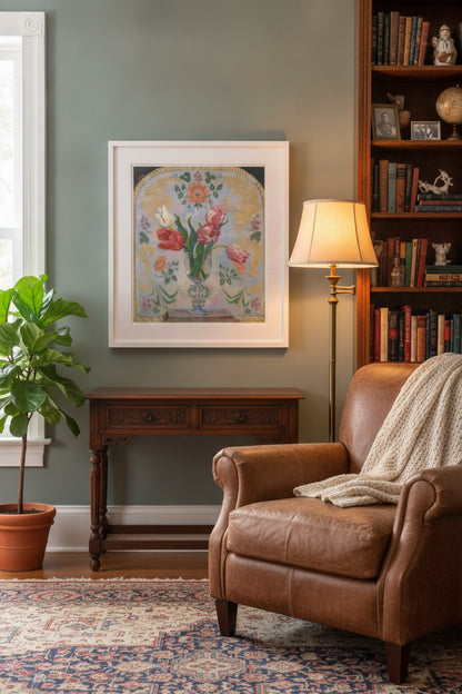 Still Life: Flowers — framed art in a styled interior