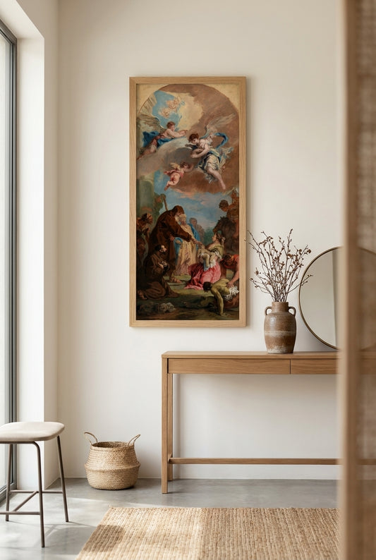 A Miracle of Saint Francis of Paola — framed art in a styled interior