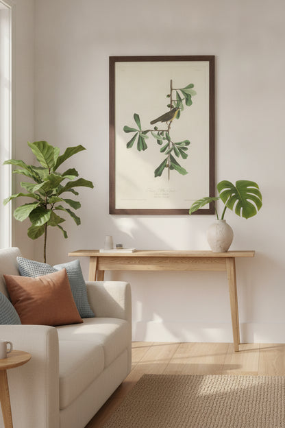 Roscoe's Yellow Throat — framed art in a styled interior