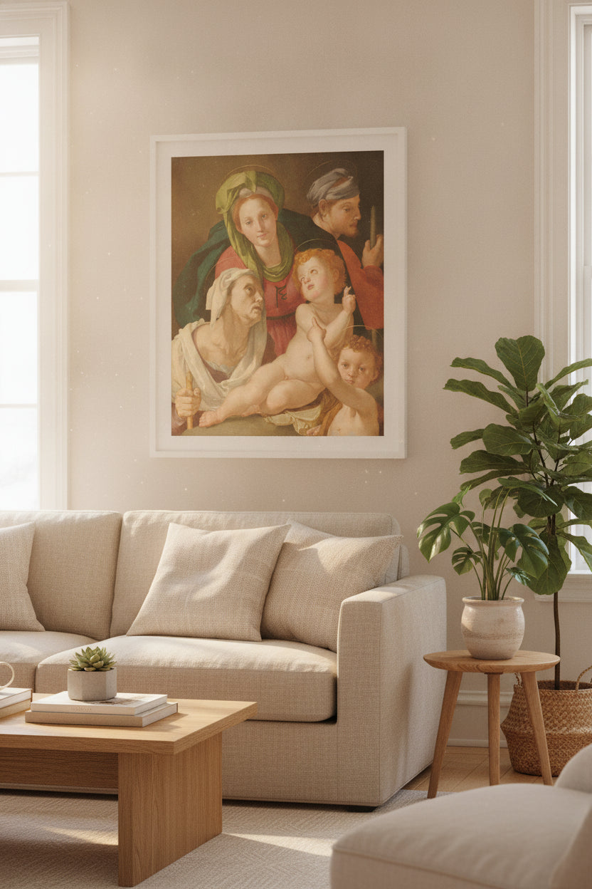 The Holy Family — framed art in a styled interior