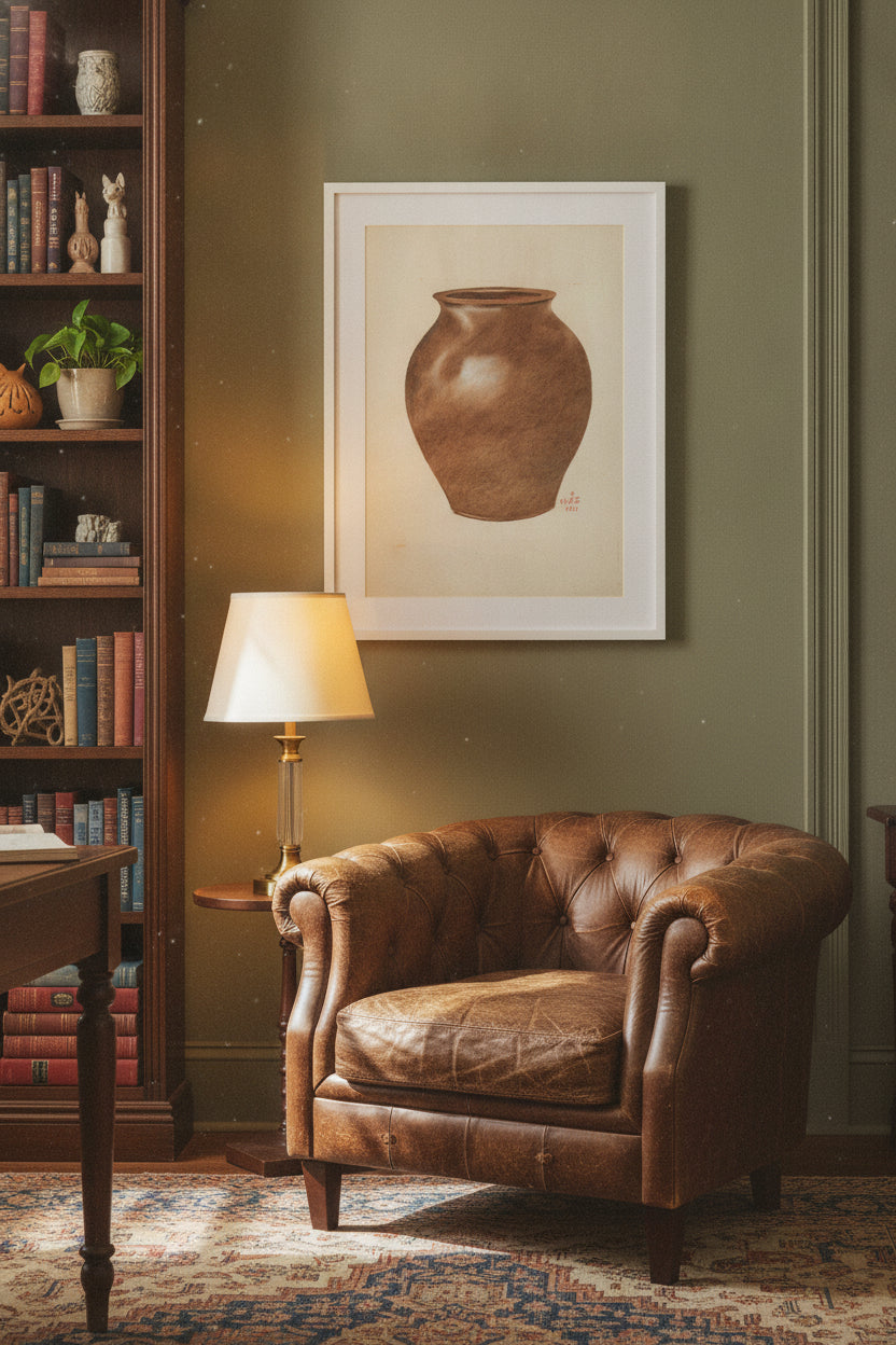 Stone Fruit Jar — framed art in a styled interior
