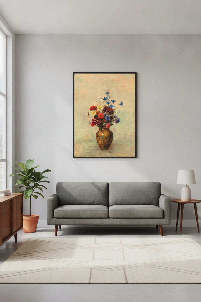Flowers in a Vase — framed art in a styled interior