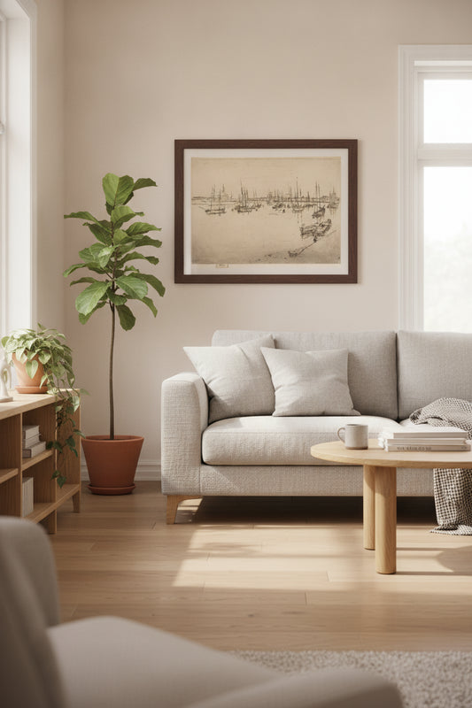 San Giorgio — framed art in a styled interior