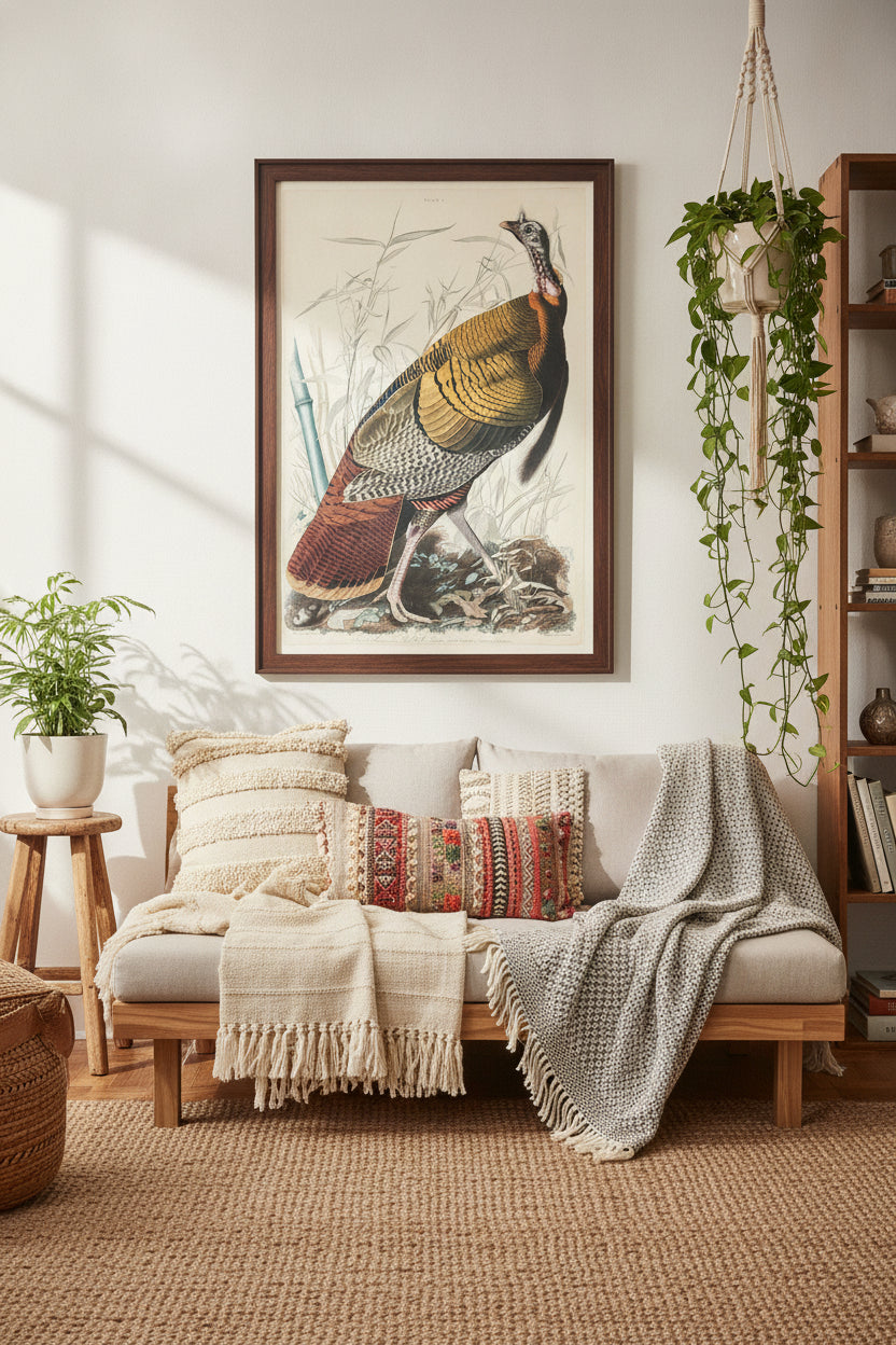 Great American Cock — framed art in a styled interior