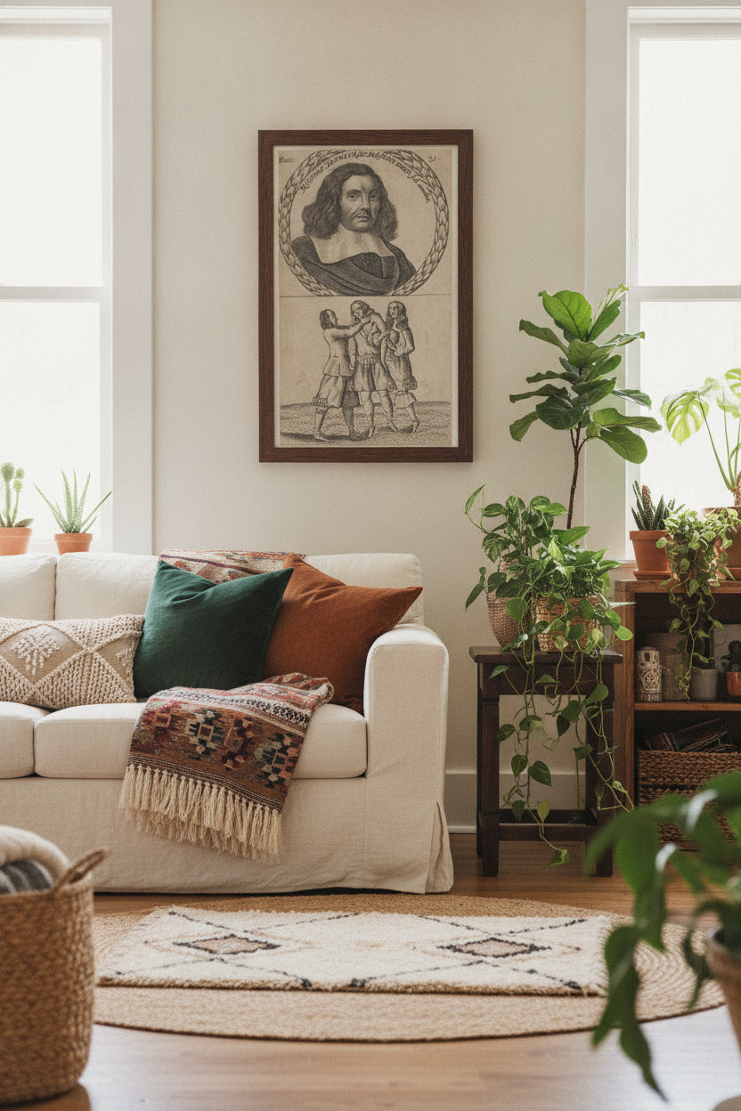 Robert Turner, Herbalist and Astrologer — framed art in a styled interior