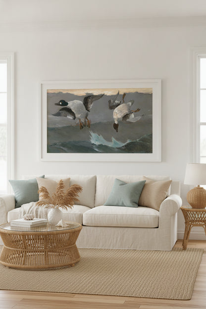 Right and Left — framed art in a styled interior