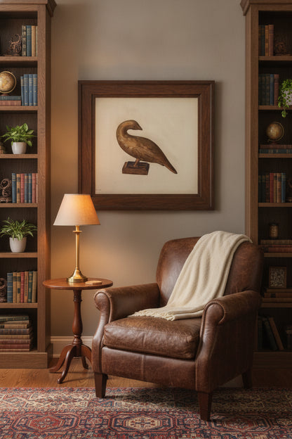 Bird — framed art in a styled interior