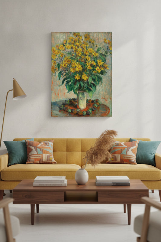 Jerusalem Artichoke Flowers — framed art in a styled interior