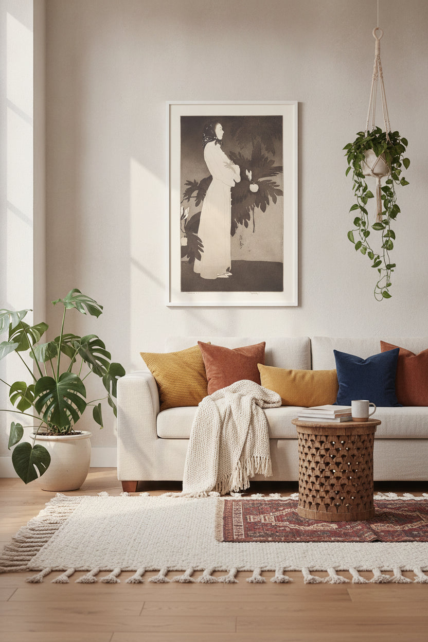 Marjorie T — framed art in a styled interior