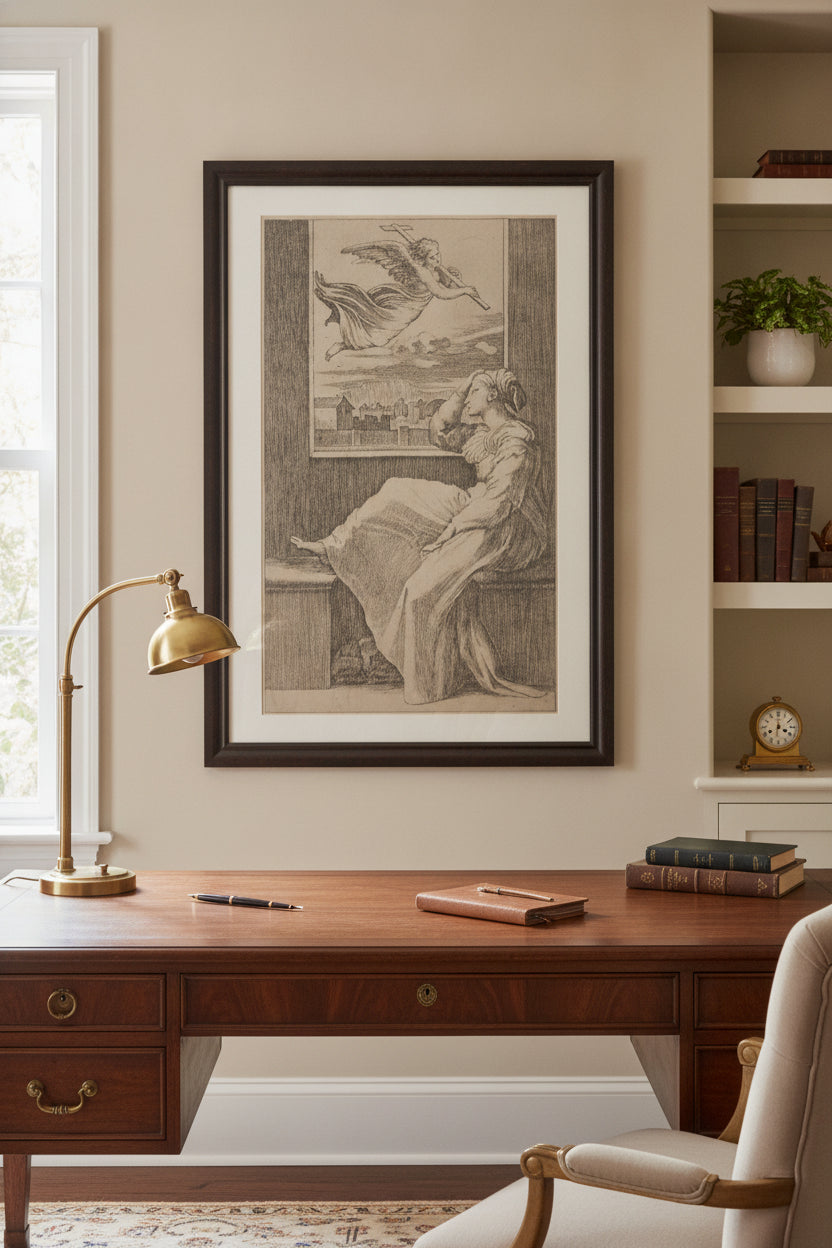 The Vision of Saint Helena — framed art in a styled interior