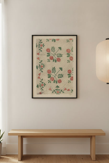 Quilt - Rose Design — framed art in a styled interior