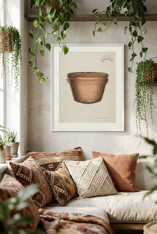 Pottery Flower Pot — framed art in a styled interior