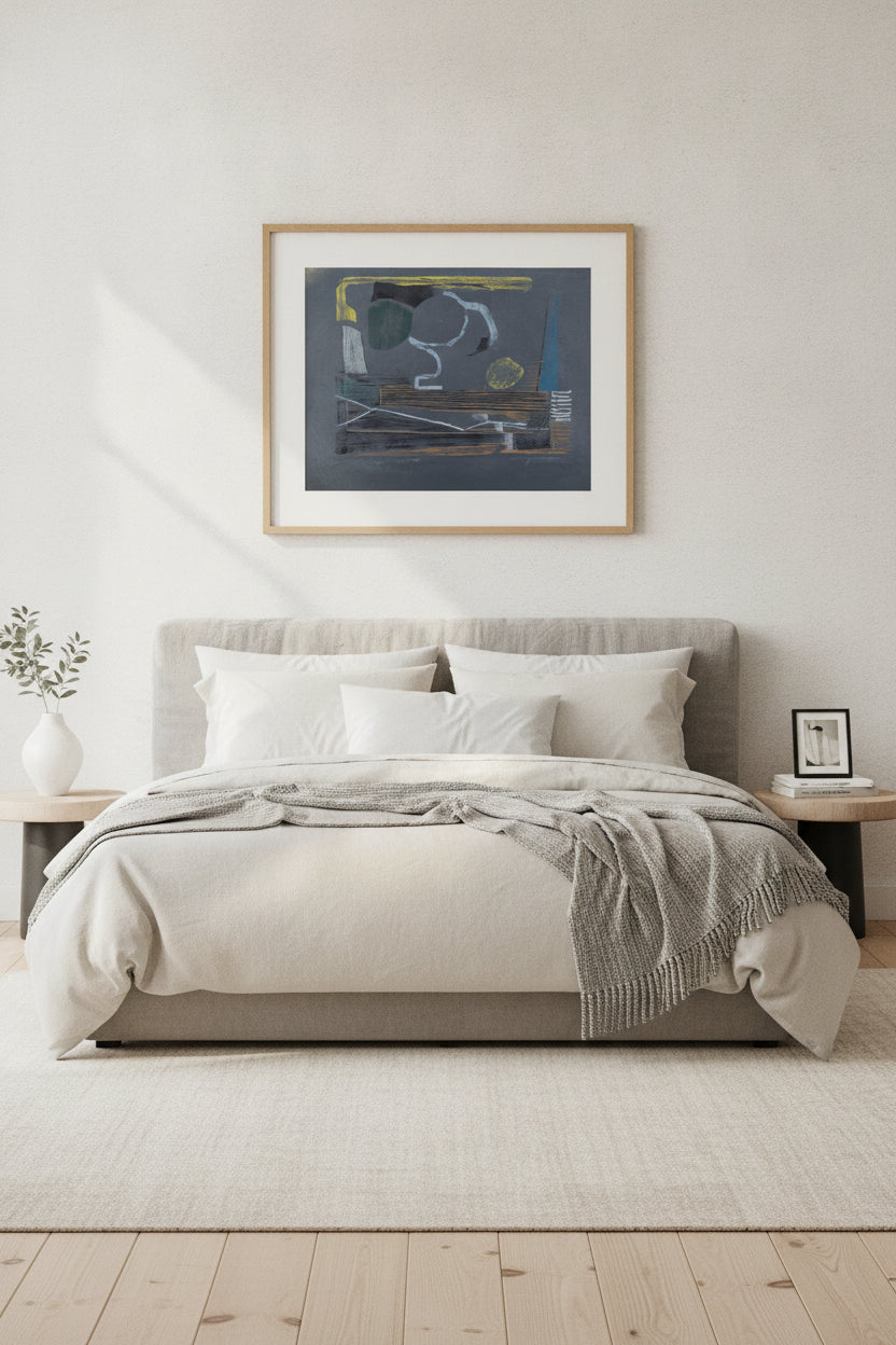 Grey Still Life — framed art in a styled interior