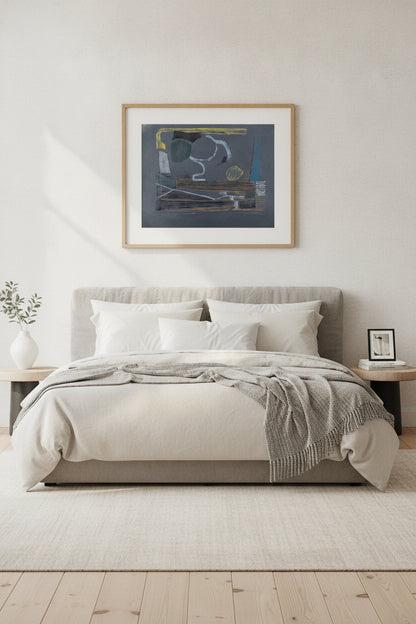 Grey Still Life — framed art in a styled interior