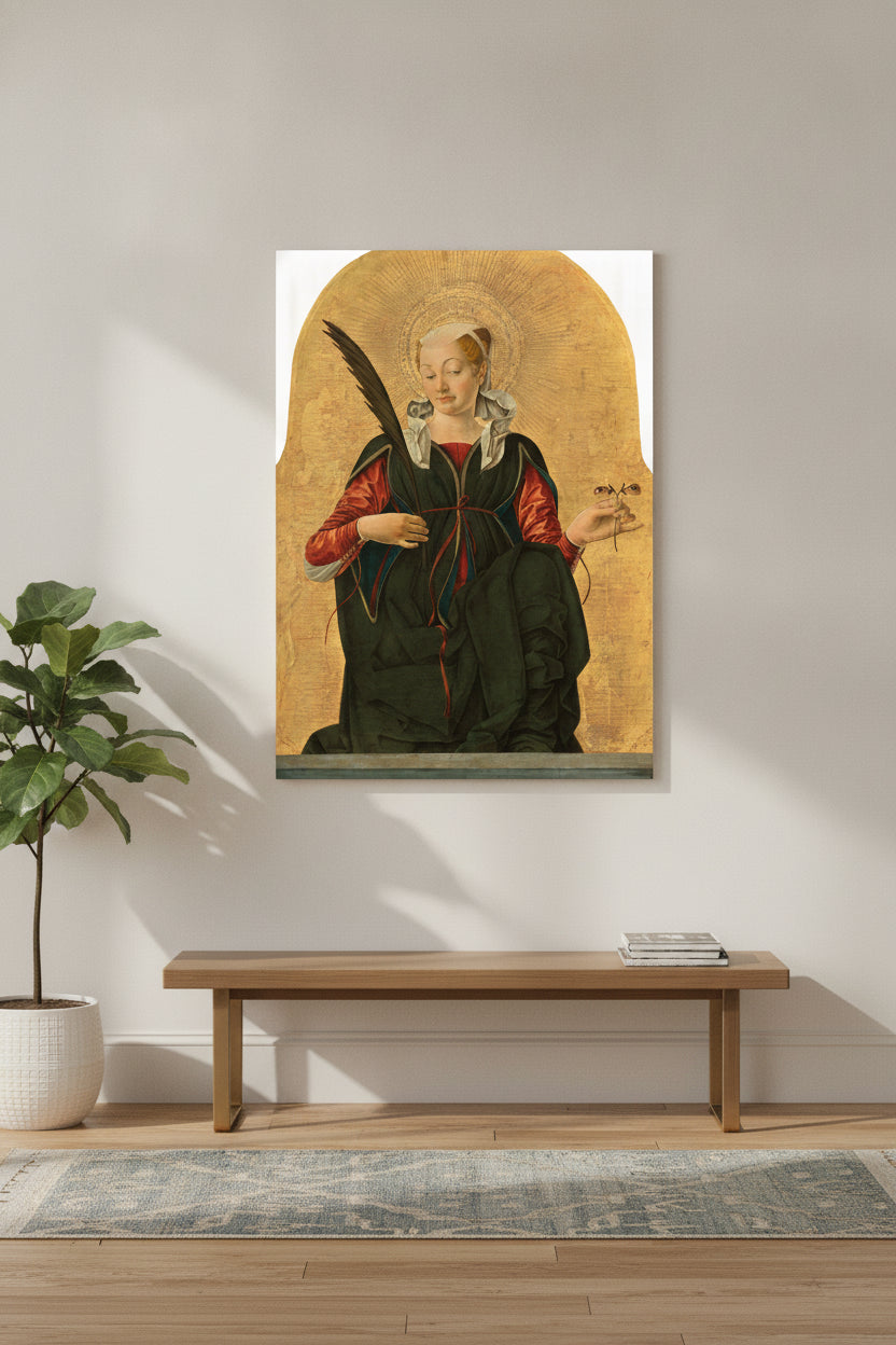 Saint Lucy — framed art in a styled interior