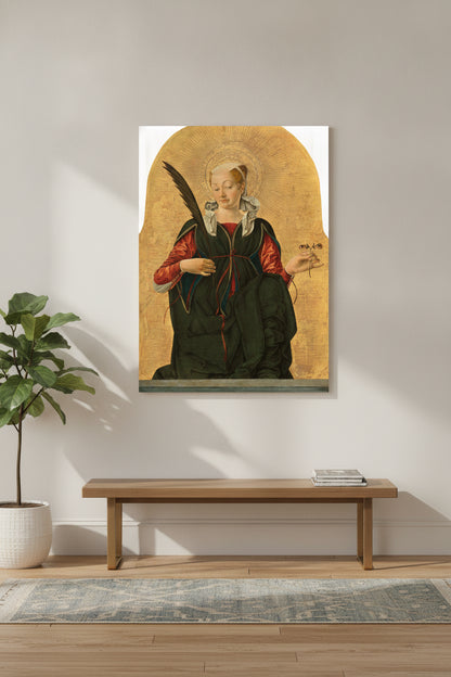Saint Lucy — framed art in a styled interior