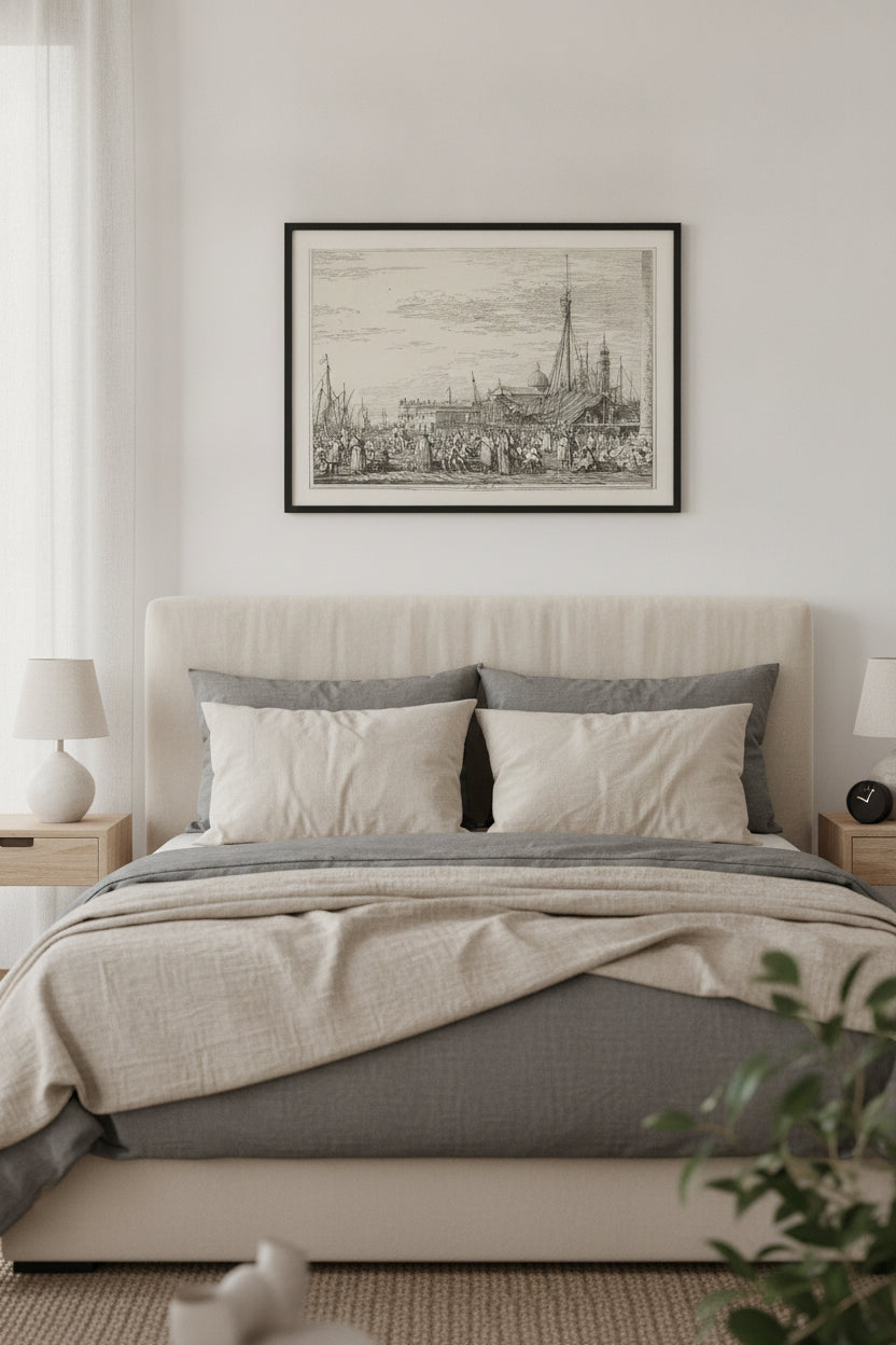 The Market on the Molo — framed art in a styled interior